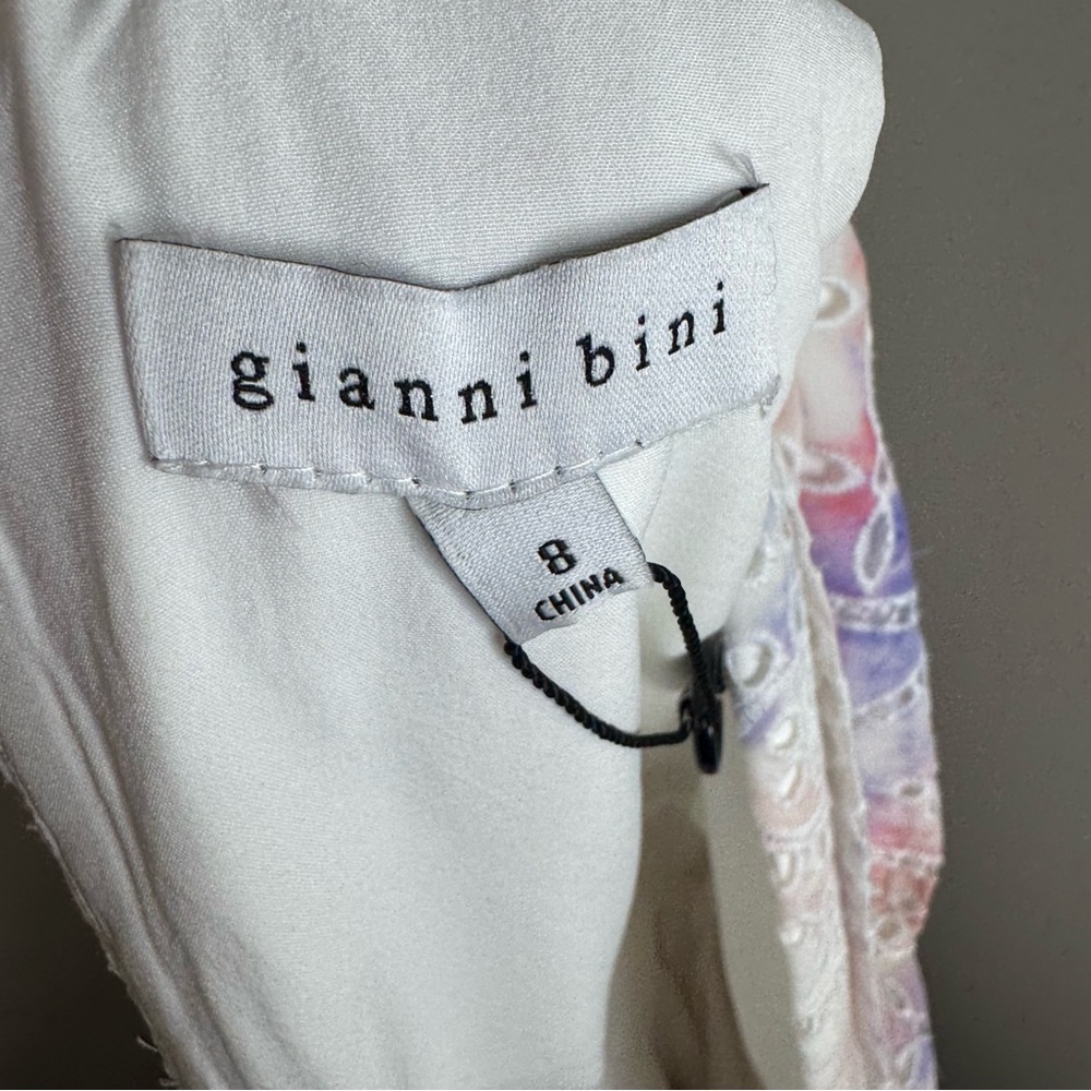 NWT Gianni Bini Christa Eyelet Tiered Pastel Mini Dress Pink Purple Size 8 - Picture 11 of 13